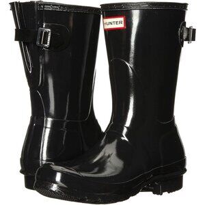 NEW Hunter Original Black Adjustable Short Gloss Rain Boot Womens 11